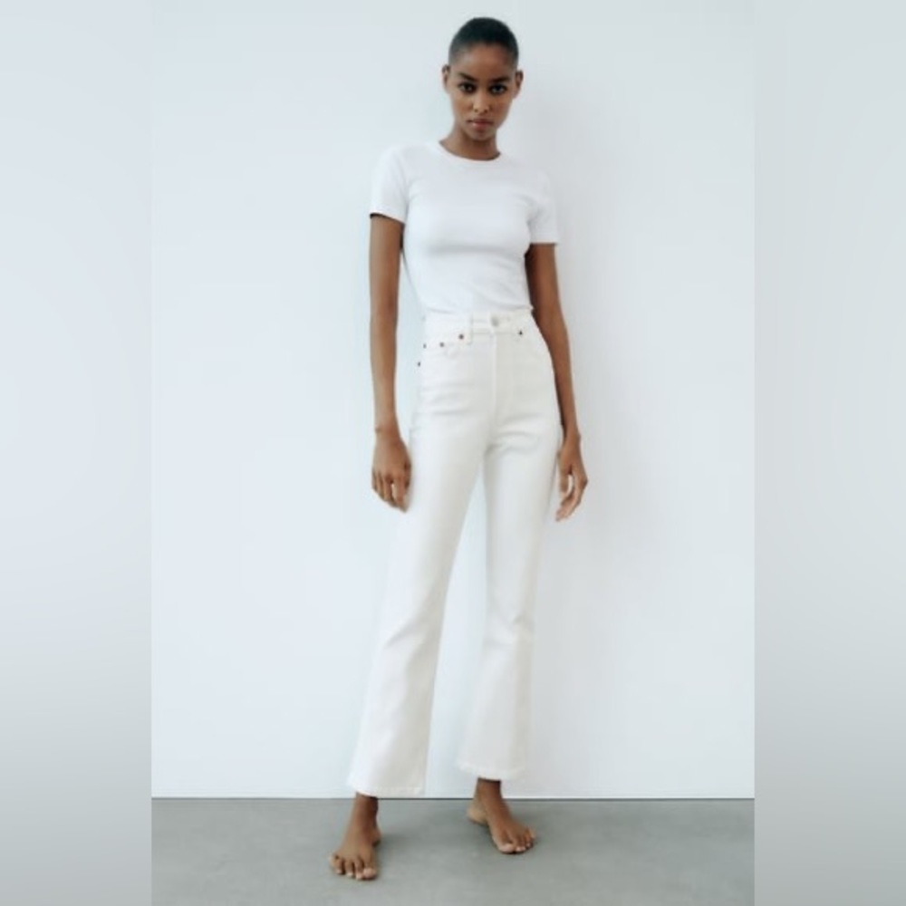 Zara Straight Leg White Jeans